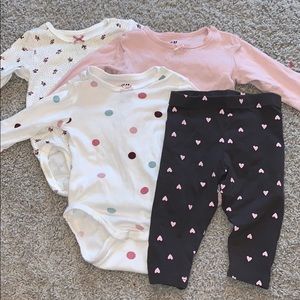 Long sleeve onesies and leggings H&M lot of 4